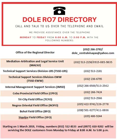 DOLE Central Visayas Directory.